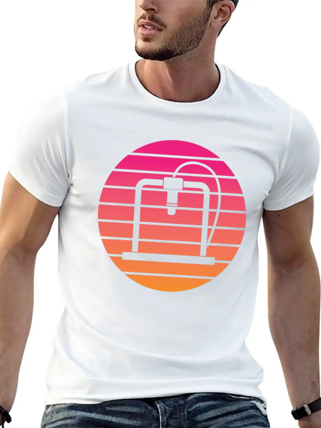 3D Printer - Circle, Sunset Breathable Soft Cotton T-Shirt – Timeless Casual Look