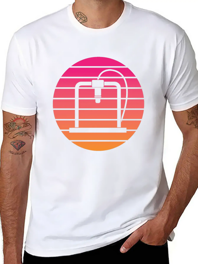 3D Printer - Circle, Sunset Breathable Soft Cotton T-Shirt – Timeless Casual Look