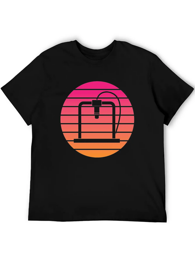 3D Printer - Circle, Sunset Breathable Soft Cotton T-Shirt – Timeless Casual Look