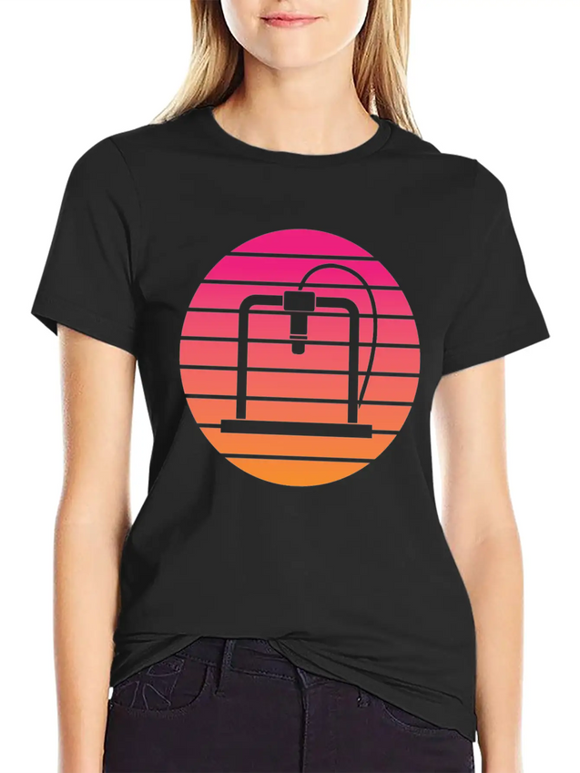 3D Printer - Circle, Sunset Breathable Soft Cotton T-Shirt – Timeless Casual Look