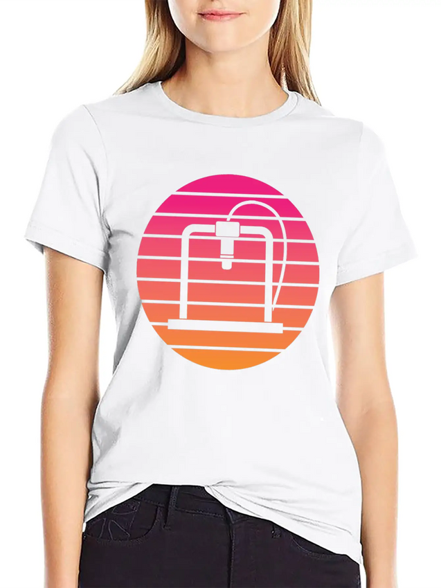 3D Printer - Circle, Sunset Breathable Soft Cotton T-Shirt – Timeless Casual Look