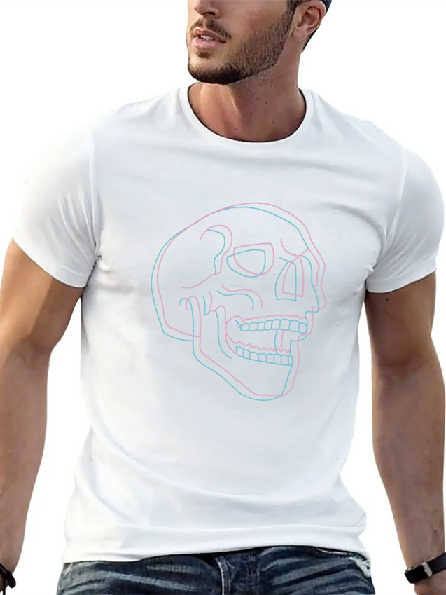 3D Skull Casual Graphic T-Shirt – Simple And Comfortable Daily Wear
