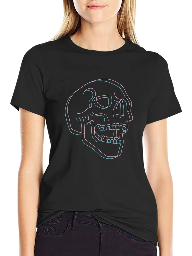 3D Skull Casual Graphic T-Shirt – Simple And Comfortable Daily Wear