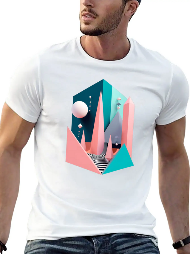 3D Surrealism Art Print Modern Fit Casual T-Shirt – Clean And Versatile Design