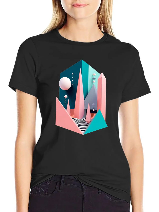 3D Surrealism Art Print Modern Fit Casual T-Shirt – Clean And Versatile Design