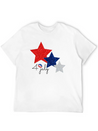 4 July Glitter Star Design Simple Everyday Graphic Tee – Lightweight Summer Wear