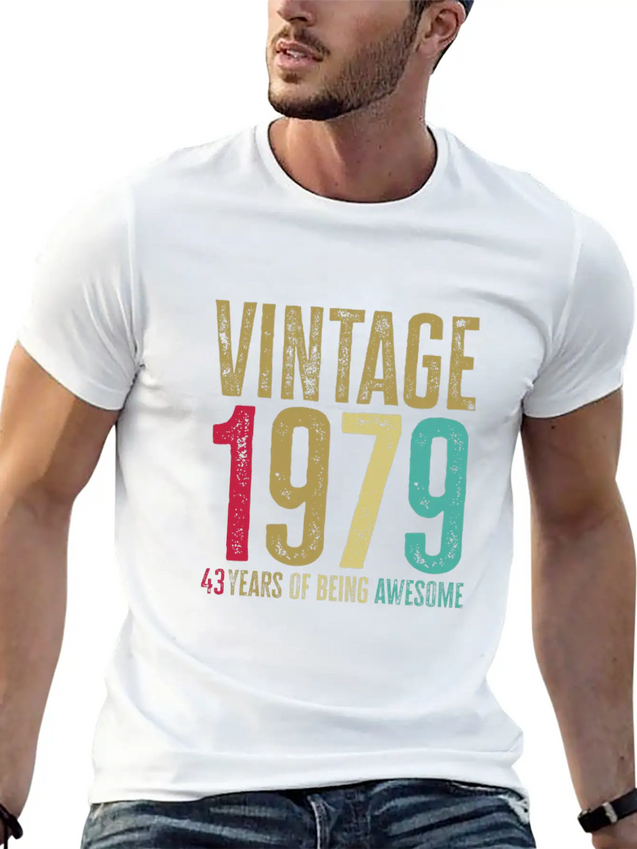 43 Years Old Vintage 43rd 1979 Of Being Awesome Breathable Soft Cotton T-Shirt – Timeless Casual Look