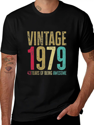 43 Years Old Vintage 43rd 1979 Of Being Awesome Breathable Soft Cotton T-Shirt – Timeless Casual Look