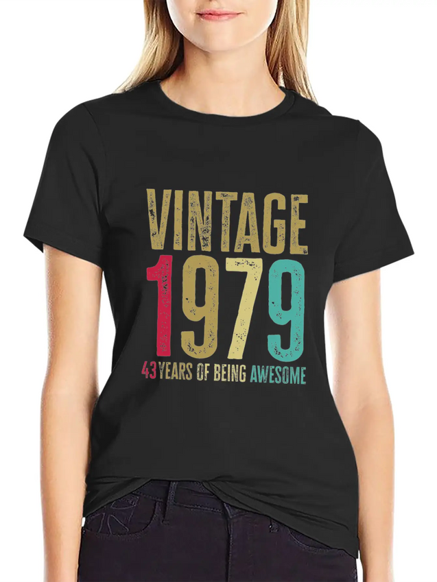 43 Years Old Vintage 43rd 1979 Of Being Awesome Breathable Soft Cotton T-Shirt – Timeless Casual Look