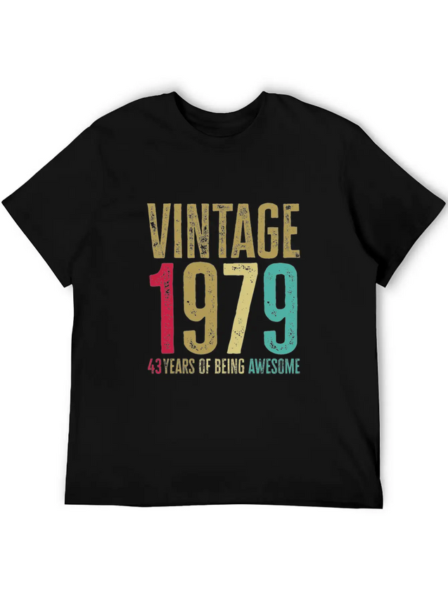 43 Years Old Vintage 43rd 1979 Of Being Awesome Breathable Soft Cotton T-Shirt – Timeless Casual Look