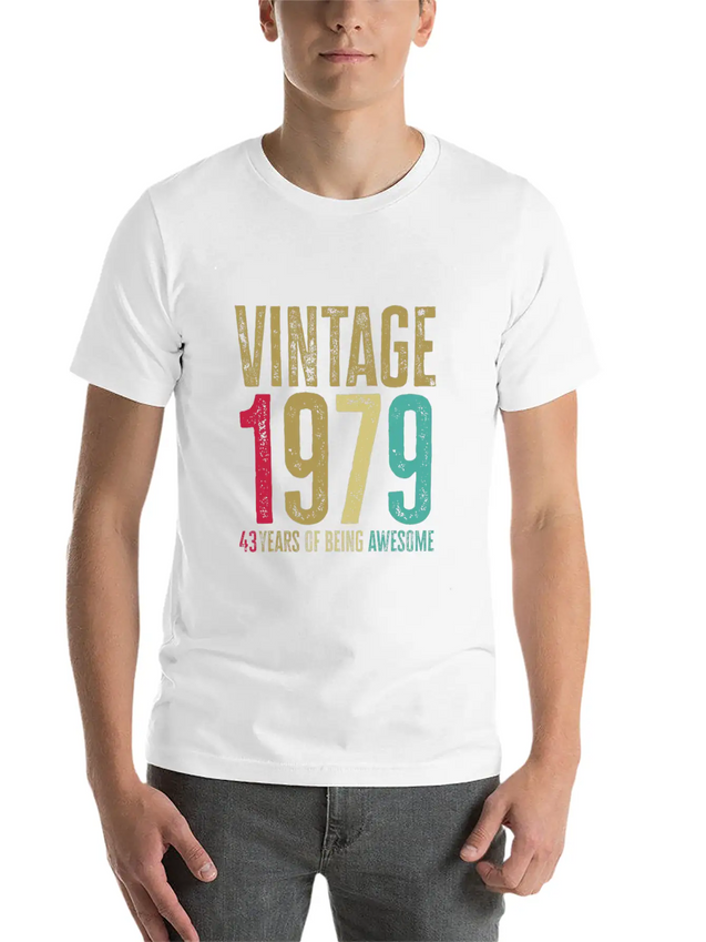 43 Years Old Vintage 43rd 1979 Of Being Awesome Breathable Soft Cotton T-Shirt – Timeless Casual Look