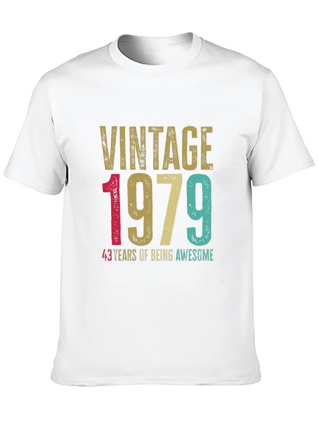 43 Years Old Vintage 43rd 1979 Of Being Awesome Breathable Soft Cotton T-Shirt – Timeless Casual Look