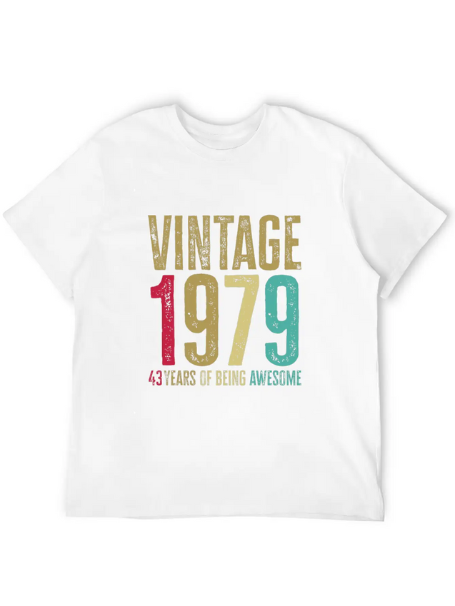 43 Years Old Vintage 43rd 1979 Of Being Awesome Breathable Soft Cotton T-Shirt – Timeless Casual Look