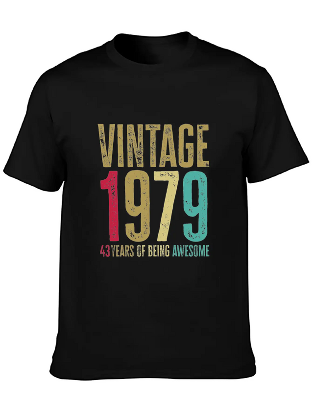43 Years Old Vintage 43rd 1979 Of Being Awesome Breathable Soft Cotton T-Shirt – Timeless Casual Look