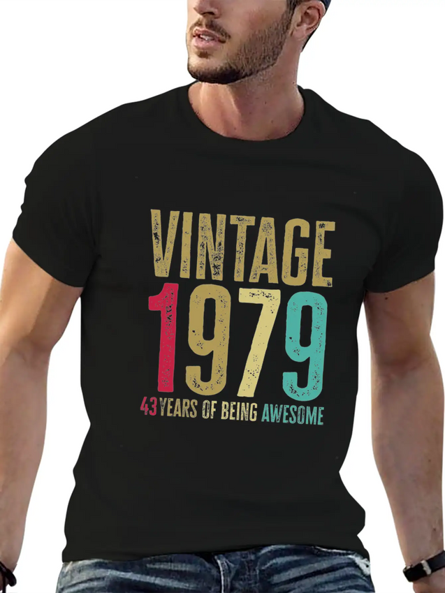 43 Years Old Vintage 43rd 1979 Of Being Awesome Breathable Soft Cotton T-Shirt – Timeless Casual Look