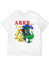 4th Birthday Dinosaur Pirate Unisex Casual T-Shirt – Clean Design For Daily Comfort