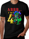 4th Birthday Dinosaur Pirate Unisex Casual T-Shirt – Clean Design For Daily Comfort