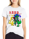 4th Birthday Dinosaur Pirate Unisex Casual T-Shirt – Clean Design For Daily Comfort
