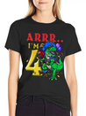 4th Birthday Dinosaur Pirate Unisex Casual T-Shirt – Clean Design For Daily Comfort