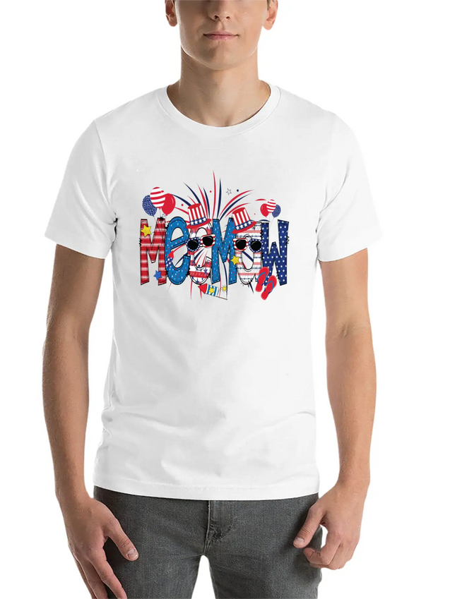 4th Of July Meemaw Funny Meemaw Doodle Firework Simple Everyday Graphic Tee – Lightweight Summer Wear