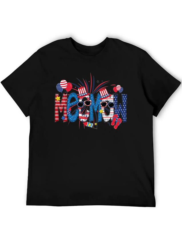 4th Of July Meemaw Funny Meemaw Doodle Firework Simple Everyday Graphic Tee – Lightweight Summer Wear