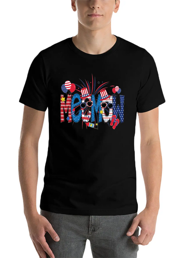 4th Of July Meemaw Funny Meemaw Doodle Firework Simple Everyday Graphic Tee – Lightweight Summer Wear