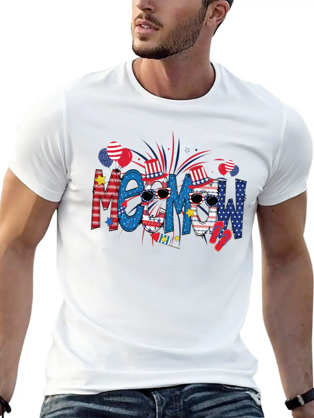 4th Of July Meemaw Funny Meemaw Doodle Firework Simple Everyday Graphic Tee – Lightweight Summer Wear