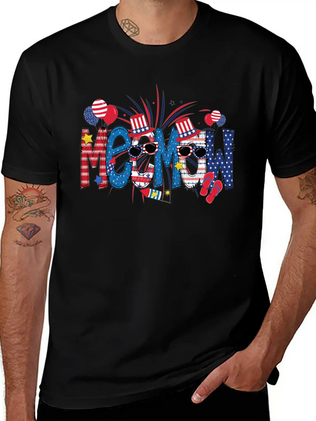 4th Of July Meemaw Funny Meemaw Doodle Firework Simple Everyday Graphic Tee – Lightweight Summer Wear