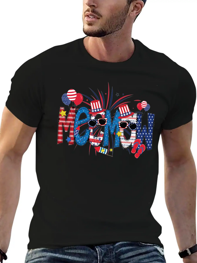 4th Of July Meemaw Funny Meemaw Doodle Firework Simple Everyday Graphic Tee – Lightweight Summer Wear