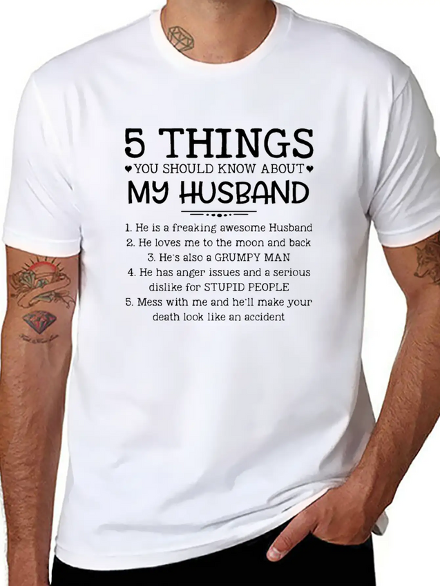 5 Things You Should Know About My Husband T-Shirt Unisex Casual T-Shirt – Clean Design For Daily Comfort