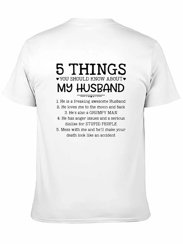 5 Things You Should Know About My Husband T-Shirt Unisex Casual T-Shirt – Clean Design For Daily Comfort
