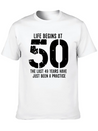 50th Birthday 50 Fifty Fiftieth Age Anniversary Simple Everyday Graphic Tee – Lightweight Summer Wear