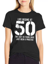 50th Birthday 50 Fifty Fiftieth Age Anniversary Simple Everyday Graphic Tee – Lightweight Summer Wear