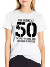 50th Birthday 50 Fifty Fiftieth Age Anniversary Simple Everyday Graphic Tee – Lightweight Summer Wear