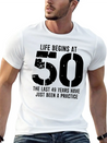 50th Birthday 50 Fifty Fiftieth Age Anniversary Simple Everyday Graphic Tee – Lightweight Summer Wear