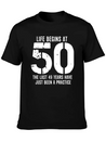 50th Birthday 50 Fifty Fiftieth Age Anniversary Simple Everyday Graphic Tee – Lightweight Summer Wear