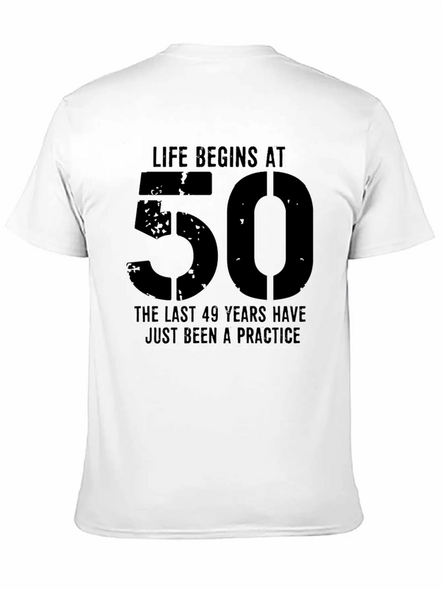 50th Birthday 50 Fifty Fiftieth Age Anniversary Simple Everyday Graphic Tee – Lightweight Summer Wear