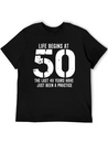 50th Birthday 50 Fifty Fiftieth Age Anniversary Simple Everyday Graphic Tee – Lightweight Summer Wear