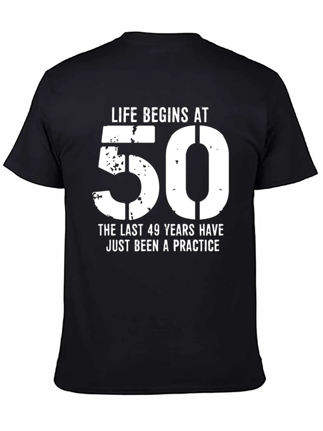 50th Birthday 50 Fifty Fiftieth Age Anniversary Simple Everyday Graphic Tee – Lightweight Summer Wear