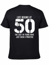 50th Birthday 50 Fifty Fiftieth Age Anniversary Simple Everyday Graphic Tee – Lightweight Summer Wear