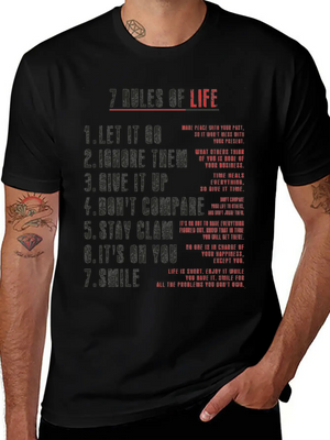 7 Rules Of Life To Be Happy.motivational Messages. Simple Everyday Graphic Tee – Lightweight Summer Wear