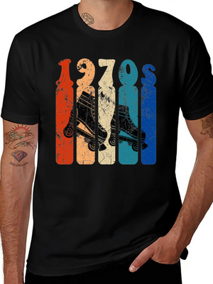 70s Roller Skates Disco Derby Retro Breathable Soft Cotton T-Shirt – Timeless Casual Look