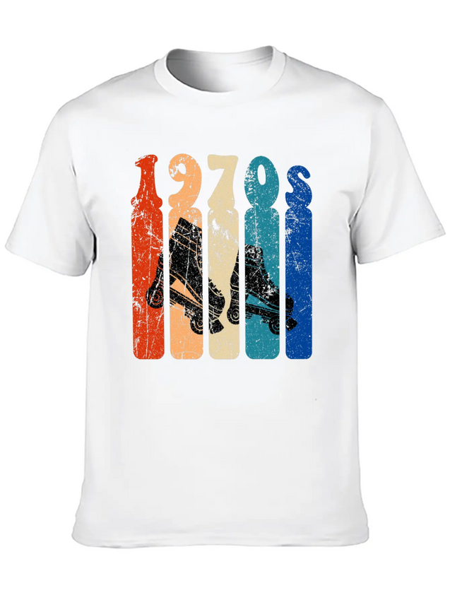 70s Roller Skates Disco Derby Retro Breathable Soft Cotton T-Shirt – Timeless Casual Look