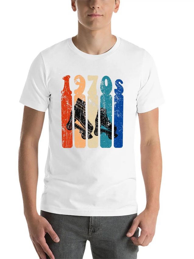 70s Roller Skates Disco Derby Retro Breathable Soft Cotton T-Shirt – Timeless Casual Look