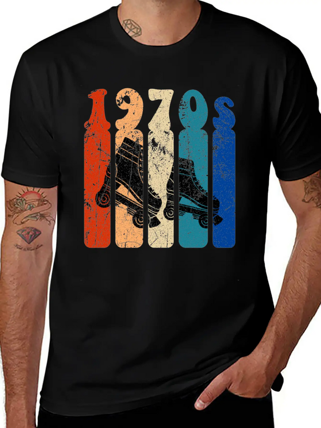 70s Roller Skates Disco Derby Retro Breathable Soft Cotton T-Shirt – Timeless Casual Look