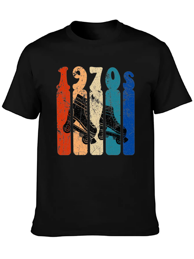 70s Roller Skates Disco Derby Retro Breathable Soft Cotton T-Shirt – Timeless Casual Look