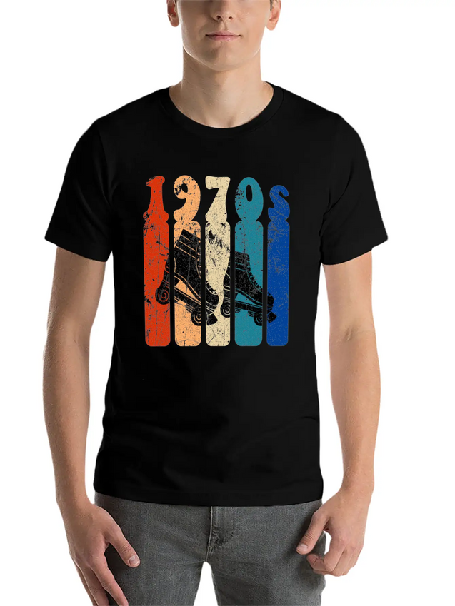 70s Roller Skates Disco Derby Retro Breathable Soft Cotton T-Shirt – Timeless Casual Look