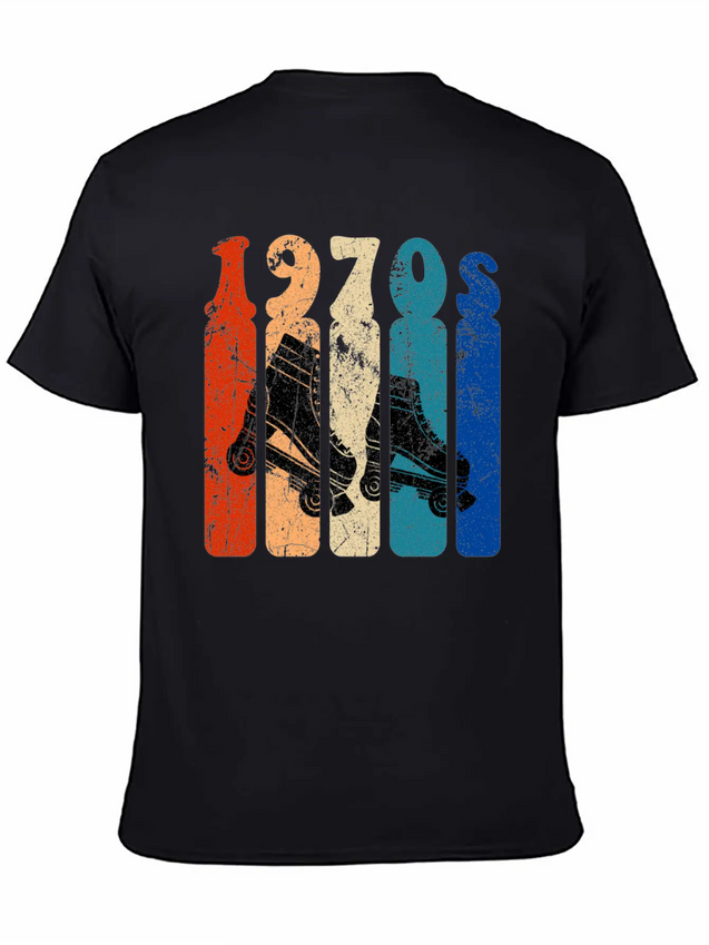 70s Roller Skates Disco Derby Retro Breathable Soft Cotton T-Shirt – Timeless Casual Look