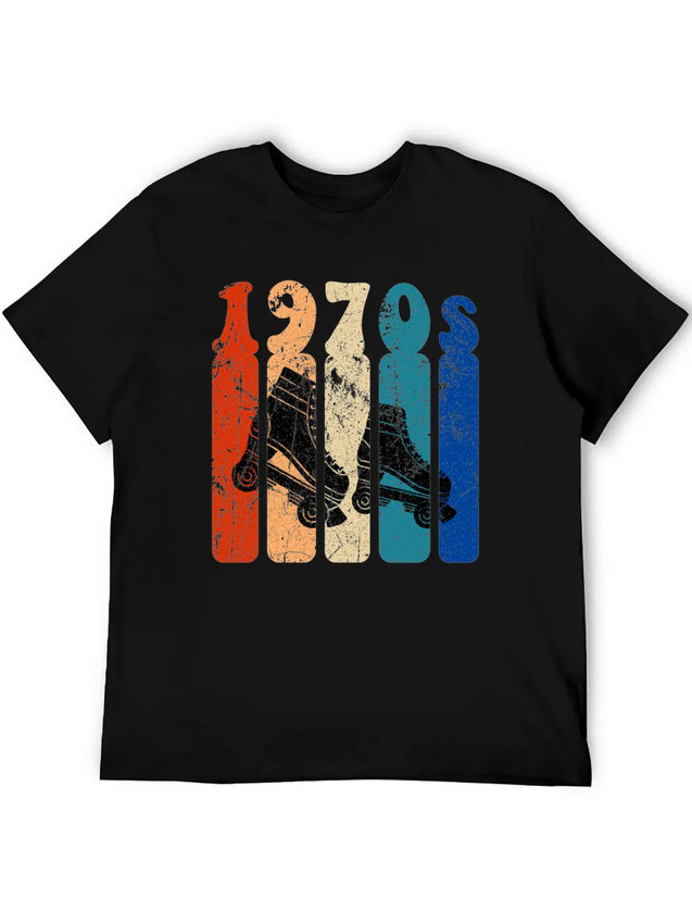 70s Roller Skates Disco Derby Retro Breathable Soft Cotton T-Shirt – Timeless Casual Look