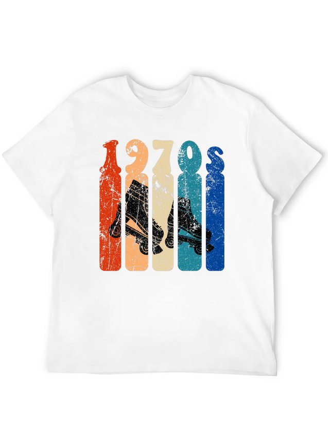 70s Roller Skates Disco Derby Retro Breathable Soft Cotton T-Shirt – Timeless Casual Look